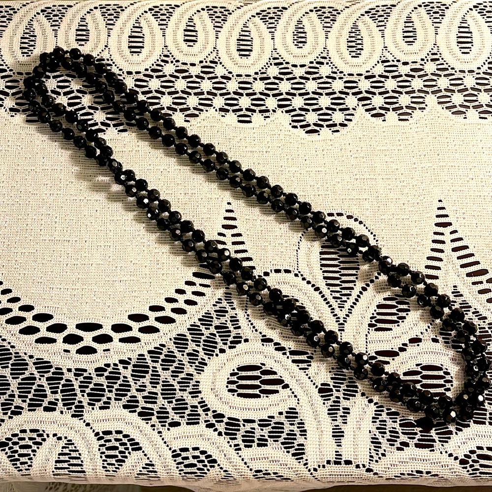 Shiny Black Beaded Necklace
